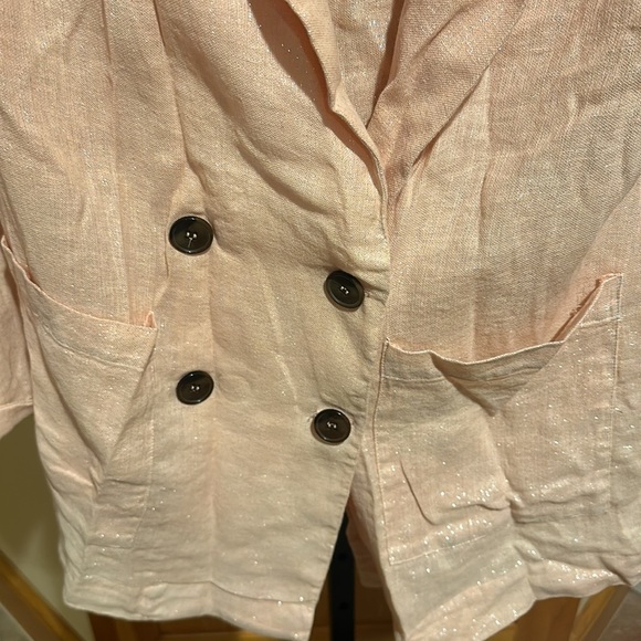 Anthropologie Amadi Kaye Blazer Jacket Linen Metallic Shimmer NEW - Picture 8 of 9